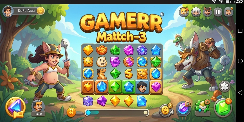 Tampilan gameplay GAMERP dengan elemen warna-warni yang menarik.