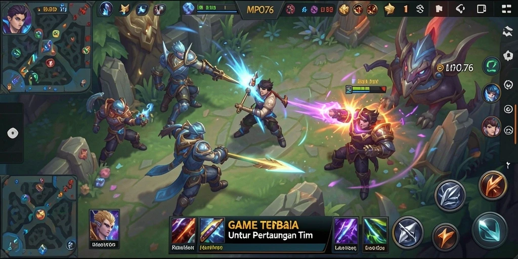 Tampilan gameplay MOBA yang seru dan mendebarkan.