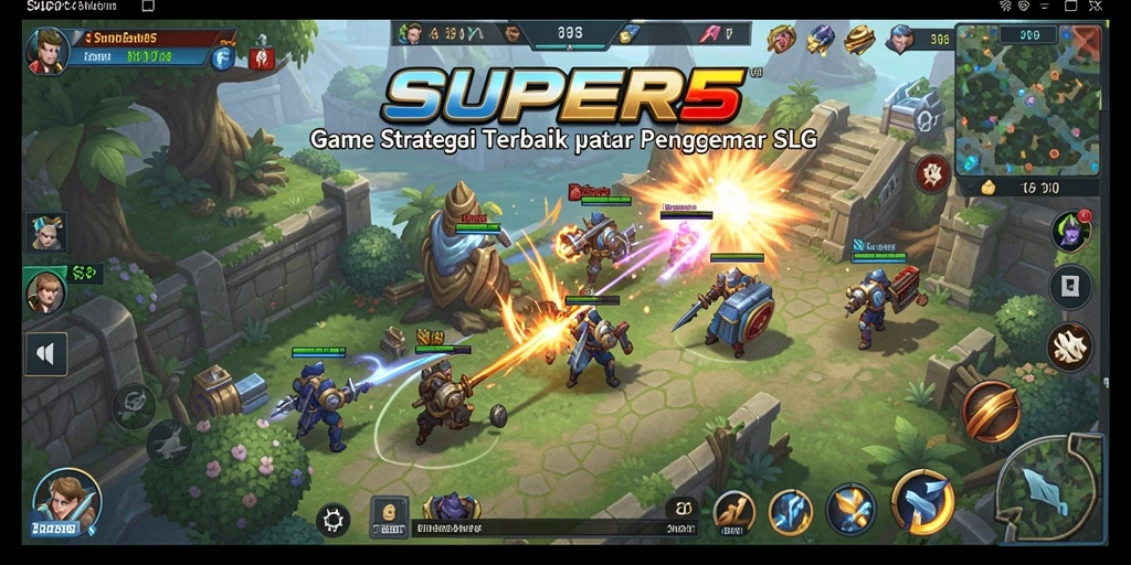 Tangkapan layar SUPER5 menampilkan aksi pertempuran seru dalam permainan strategi.