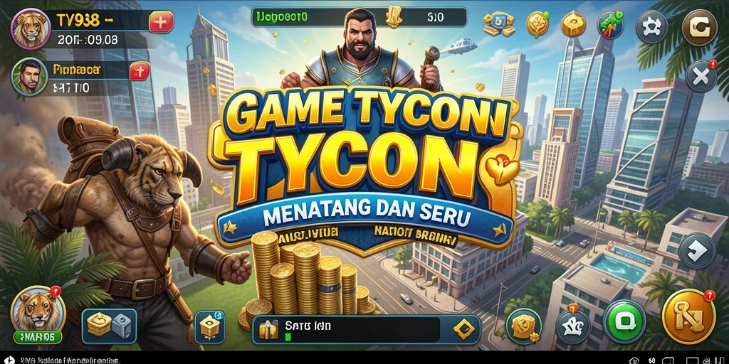 Tampilan gameplay V98 yang menggambarkan manajemen perusahaan Tycoon.